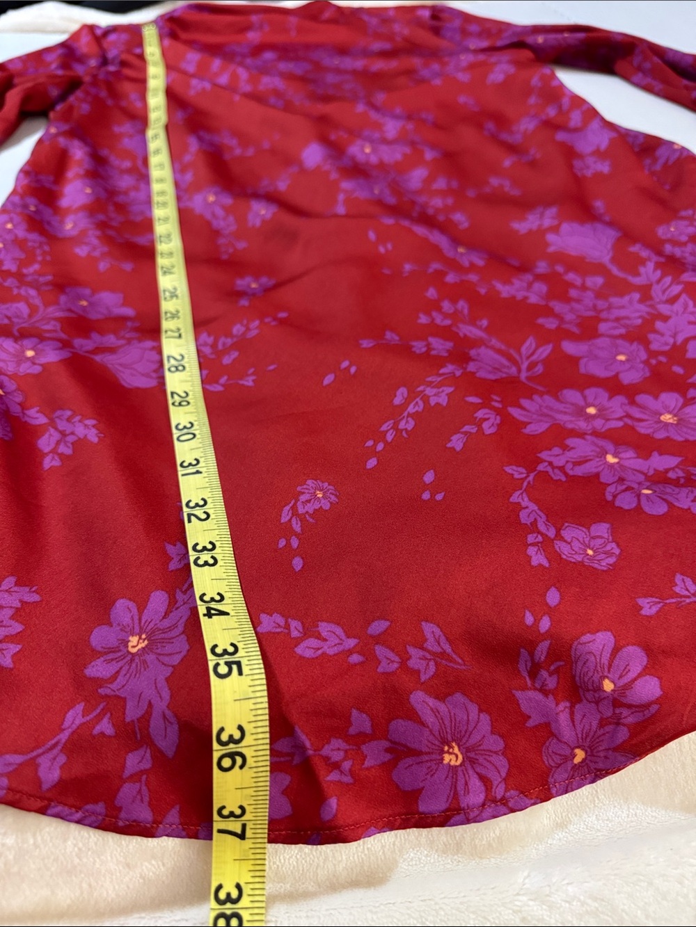 Free People Boho Aries Mini Dress Red with Purple Floral Print 175 - Picture 7 of 12